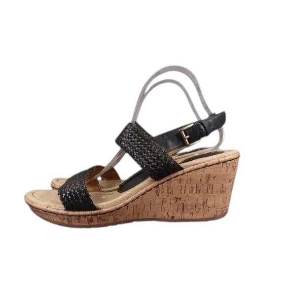 Born Concept Shoes Womens 11 Sandal Fashion Wedge Woven Straps Black Comfort boc - Picture 4 of 13